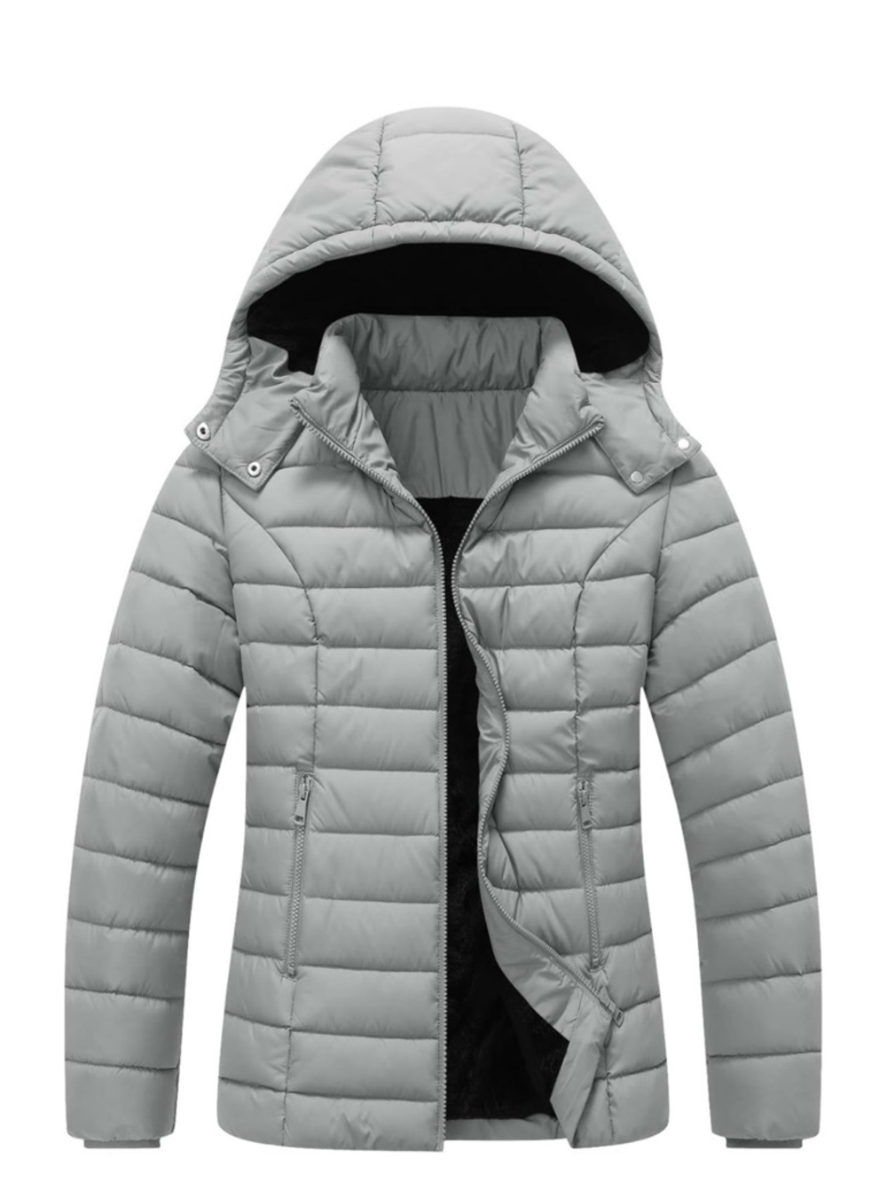 Light Grey Quilted Hooded Puffer Jacket
